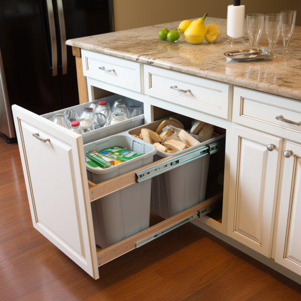 Efficient Cabinet with Trash Can Storage for Customized Kitchen Organization