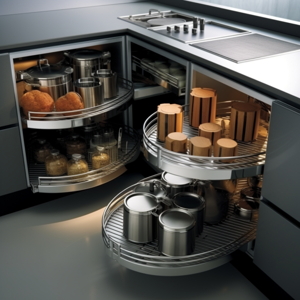 Modular Stainless Steel Baskets for Kitchen Corner Cabinets - Organize Your Space Efficiently
