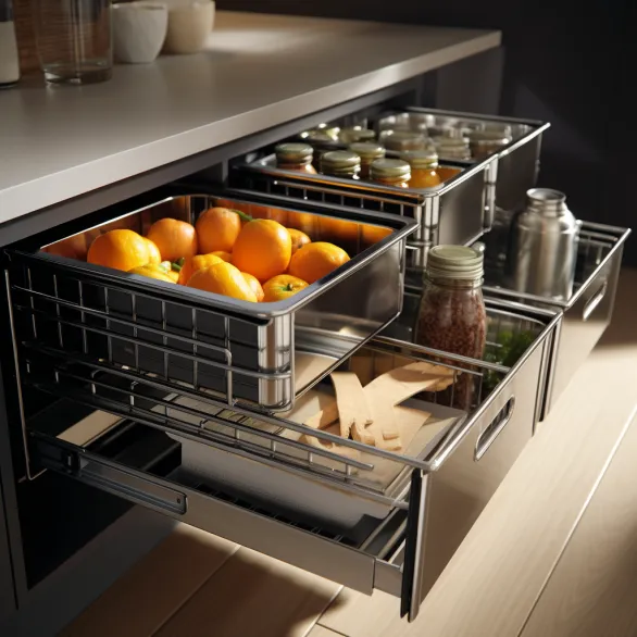 High-Quality Stainless Steel Metal Kitchen Cabinet Storage Baskets from Factory