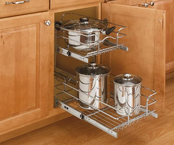 Premium Stainless Steel Pull Out Storage Wire Baskets Set for Kitchen Cabinet Organization