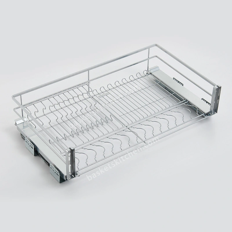 Stainless-Steel-Kitchen-Cabinet-Drawer,-Pull-Out-Basket-With-Dish-Rack